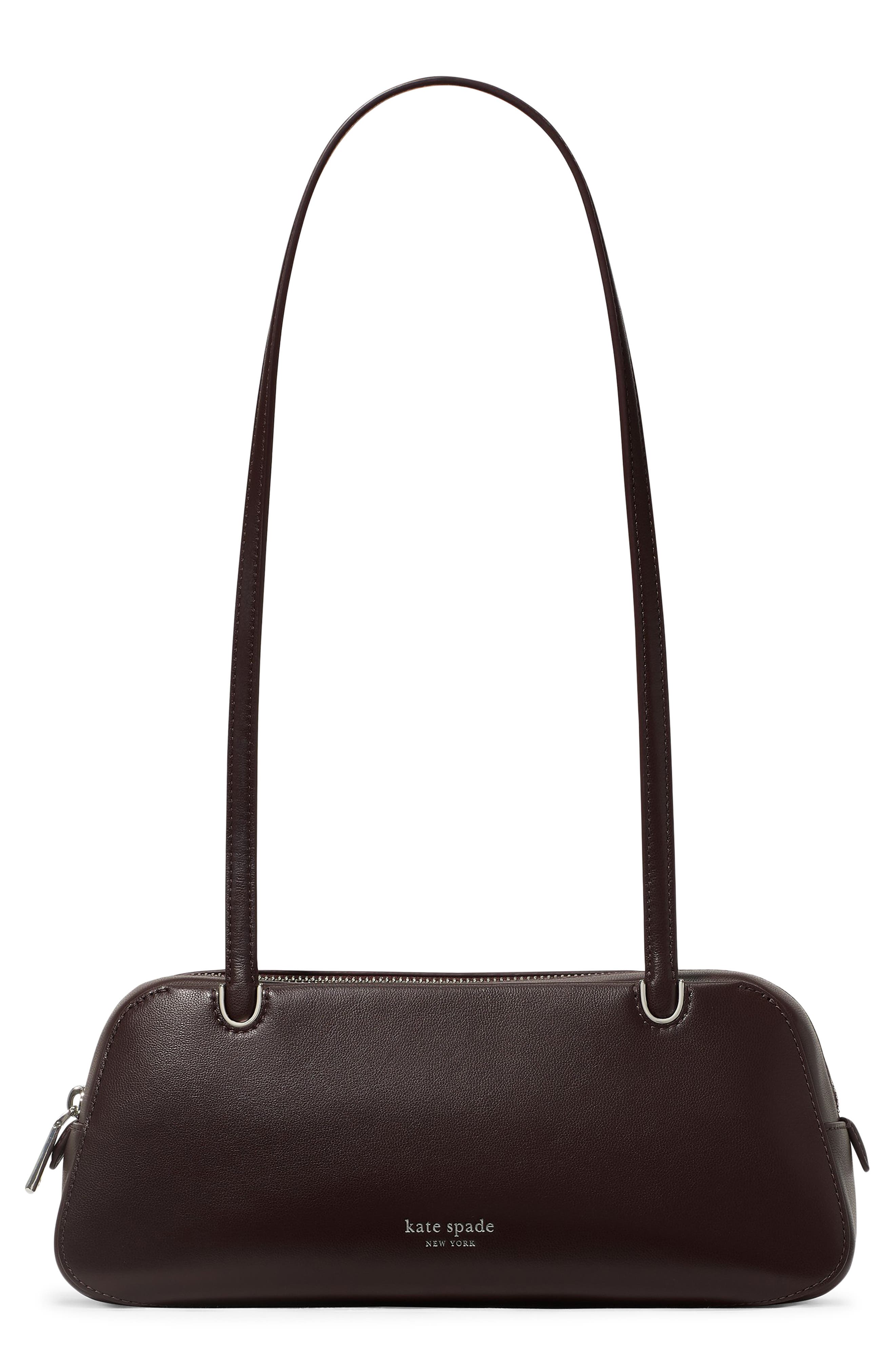 Kate Spade New York grace fine grain leather shoulder bag, Main, color, Hot Fudge