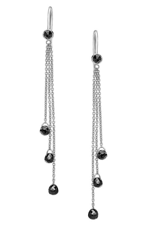 Sethi Couture Noir Black Diamond Drop Earrings in White Gold 