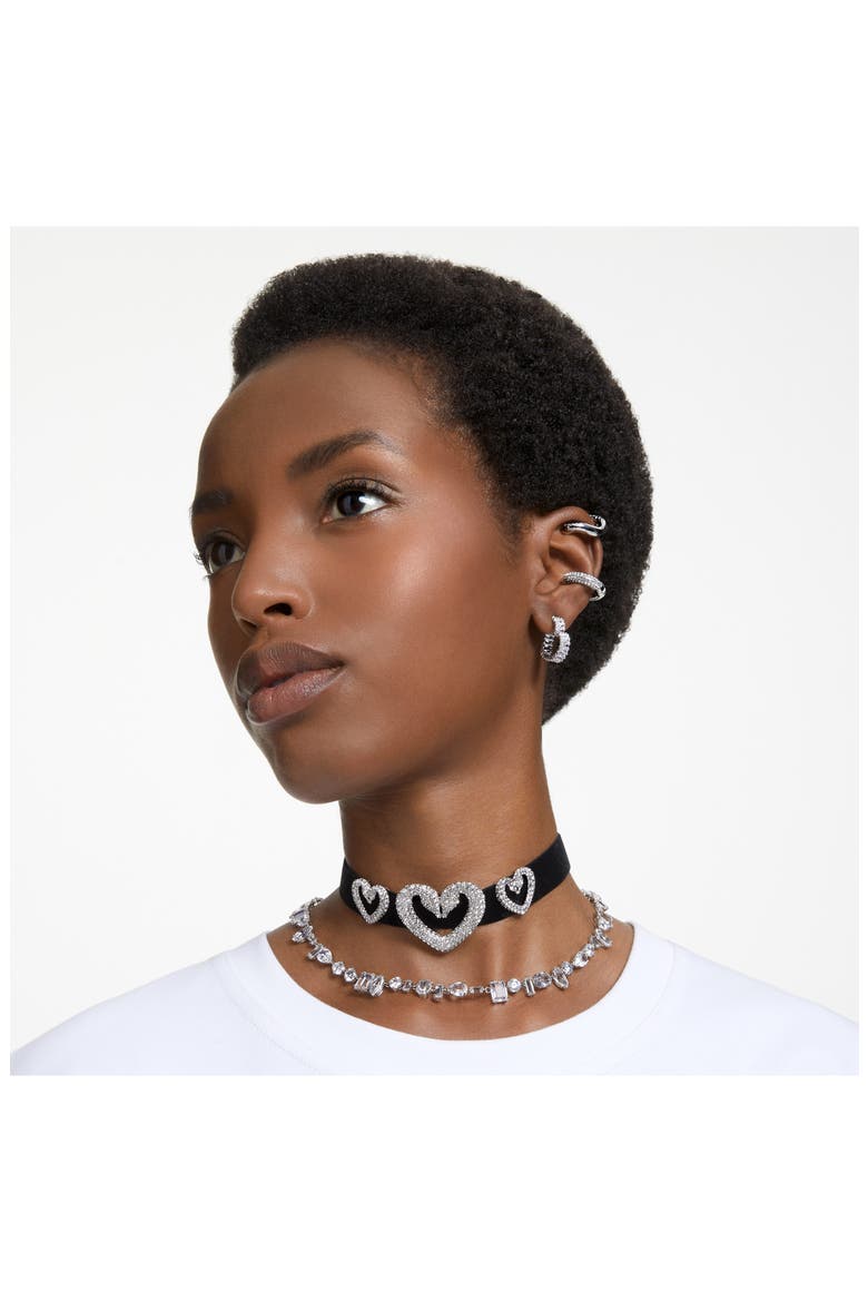 Matrix Small Heart Hoop Earrings, Alternate, color, SILVER