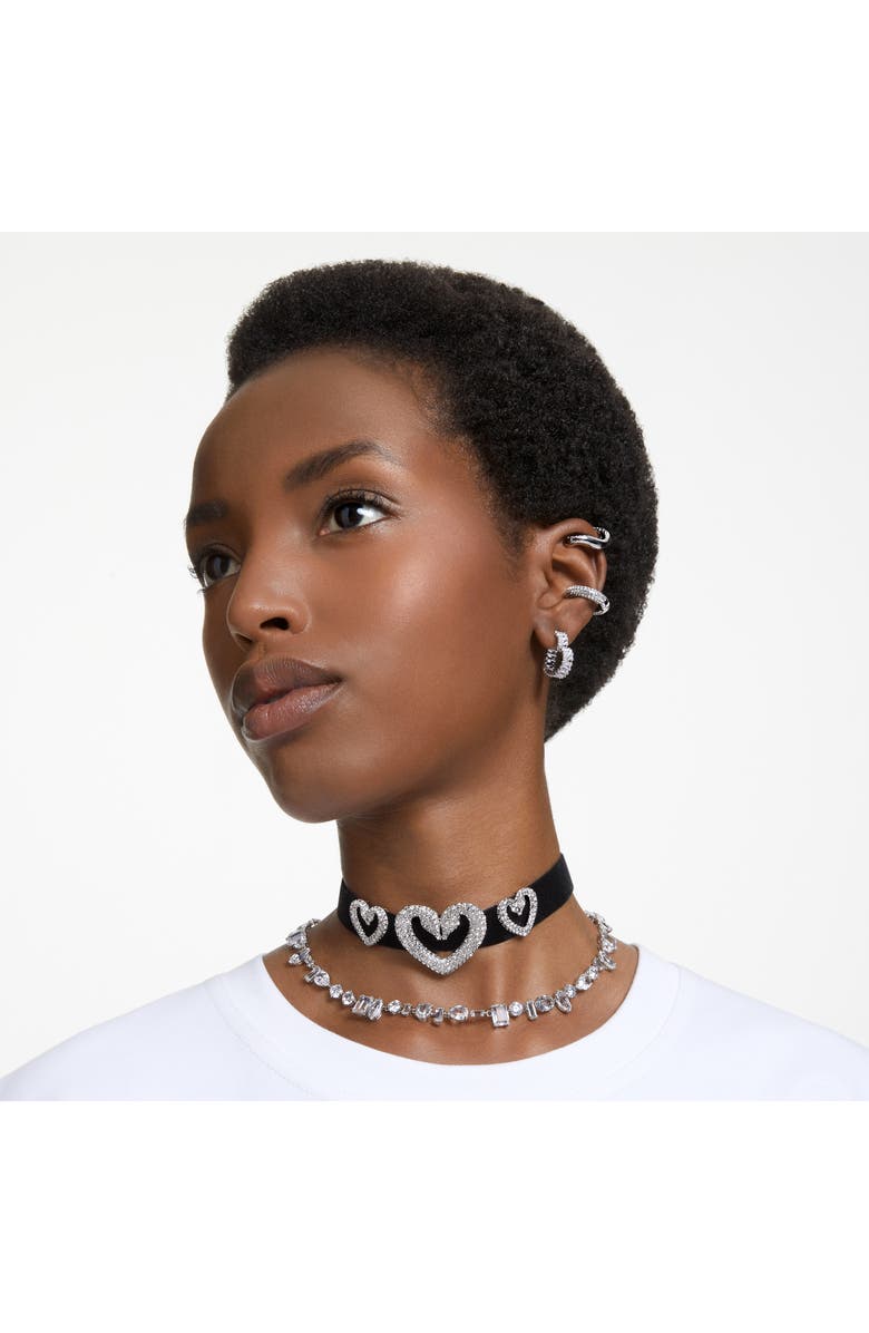 Swarovski Matrix Small Heart Hoop Earrings, Alternate, color, Silver