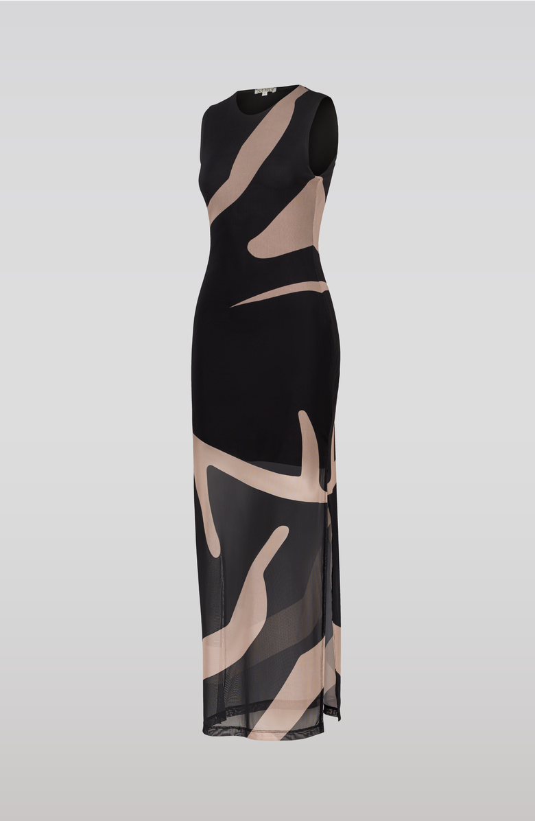 SAEMDI Black & Nude Mesh Dress, Alternate, color,
