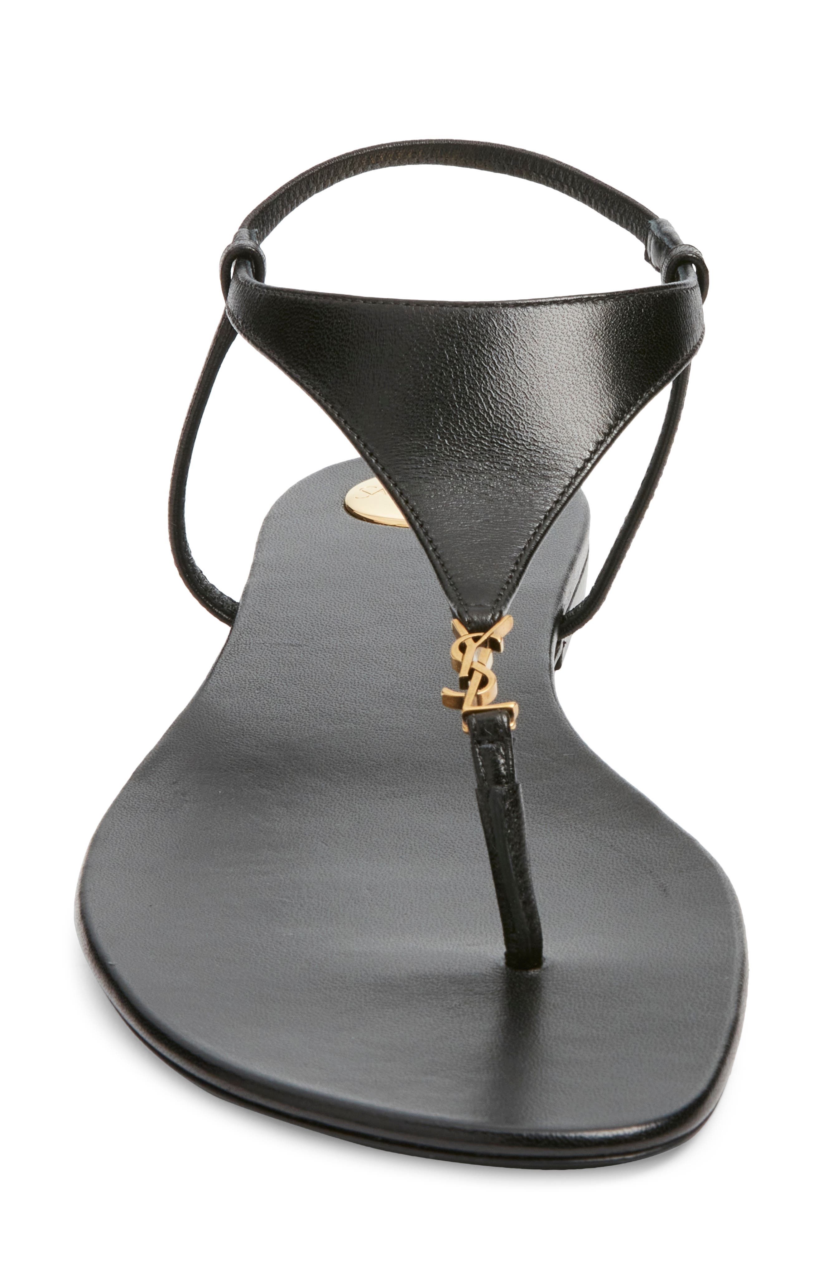 Saint Laurent Cassandra Sandal, Alternate, color, Noir