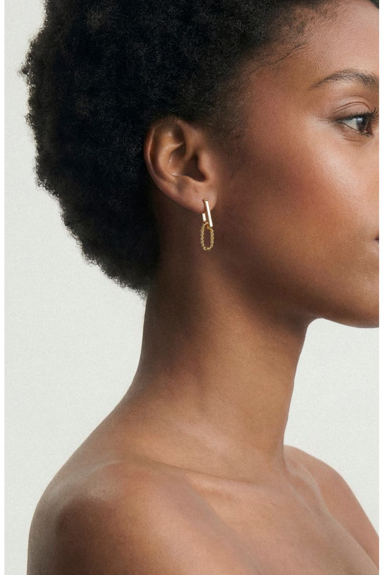 Mixed Link Drop Earrings, Alternate, color, GOLD