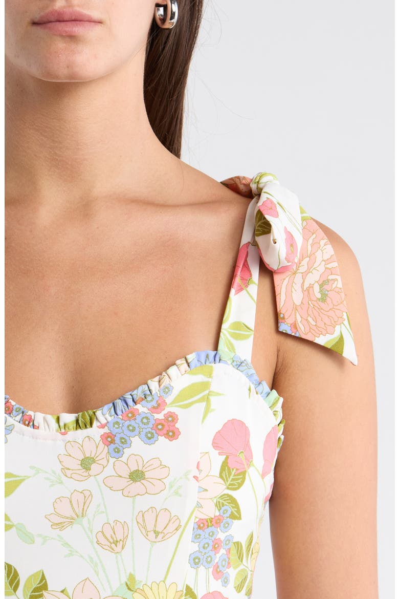 Floral Tie Strap Midi Sundress, Alternate, color, CREAM