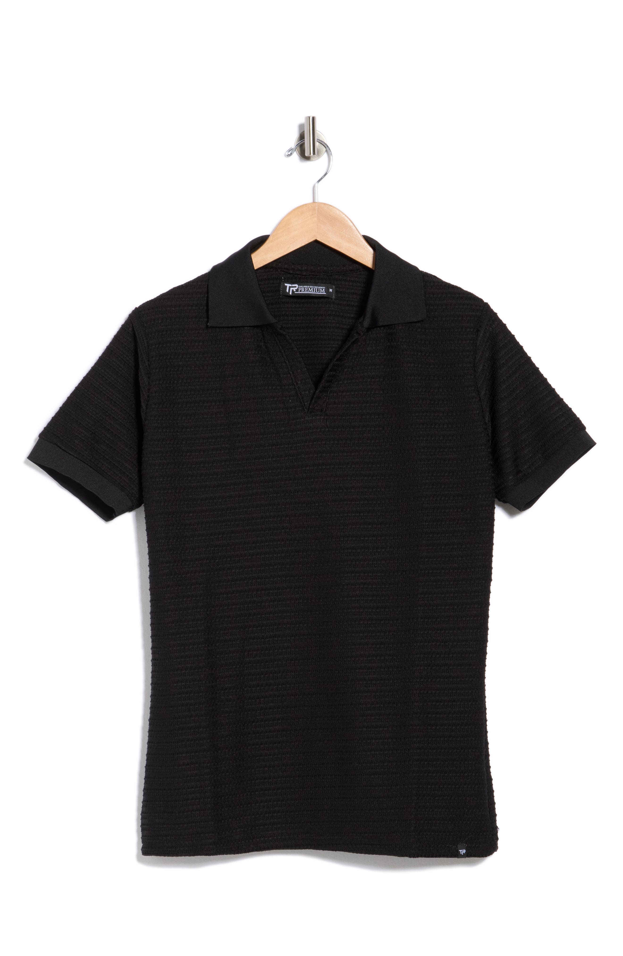 T.R. PREMIUM Modern Fit Textured Johnny Collar Polo Sweater