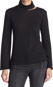 GO COUTURE Turtleneck Cutout Sweater