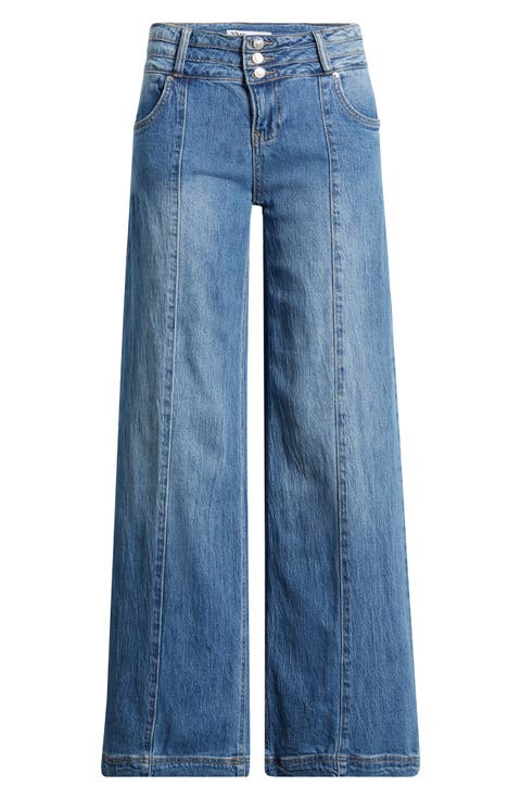 Bella Triple Button Low Rise Wide Leg Jeans