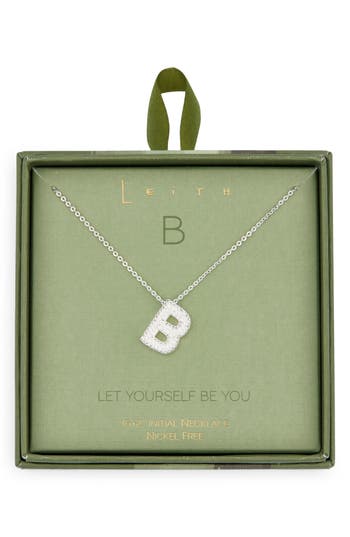 Leith Pavé Cubic Zirconia Initial Pendant Necklace In Silver