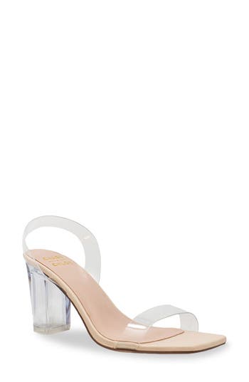 Chase & Chloe Chase And Chloe Chase Slingback Lucite Block Heel Sandal In Neutral