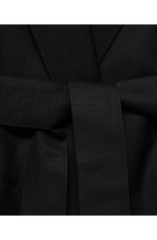 Mango Belted Linen Blend Suit Vest In Black