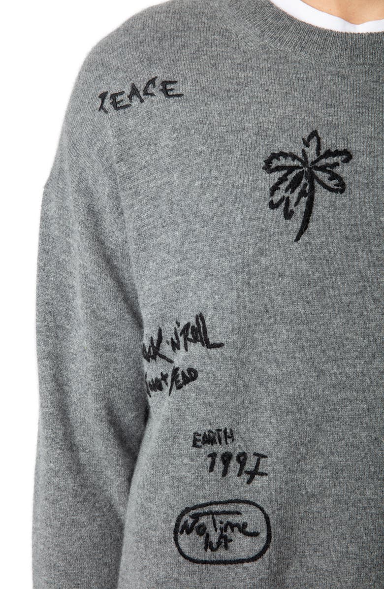 Zadig & Voltaire Marco Embroidered Detail Merino Wool & Cashmere Sweater, Alternate, color, 