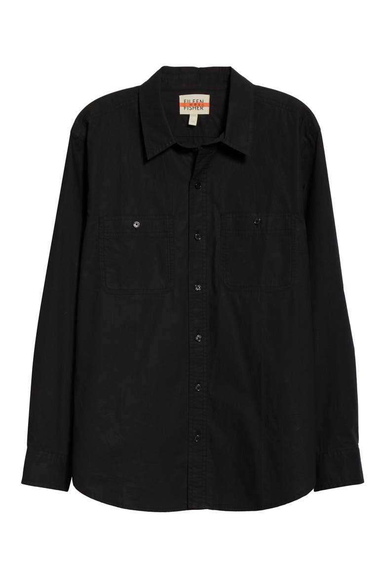 Organic Cotton Poplin Button-Up Shirt (Nordstrom Exclusive), Main, color, BLACK