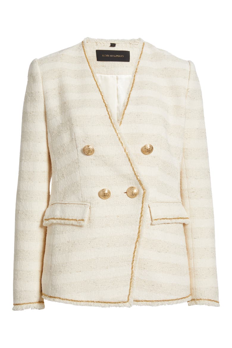 Hesper Metallic Trim Tweed Jacket, Alternate, color, BEIGE
