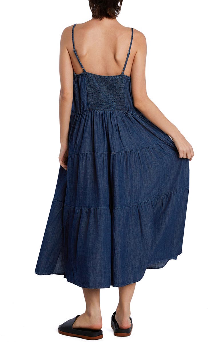 Wash Lab Denim Felicity Flounce Tiered Denim Dress, Alternate, color, Dark Blue Wash