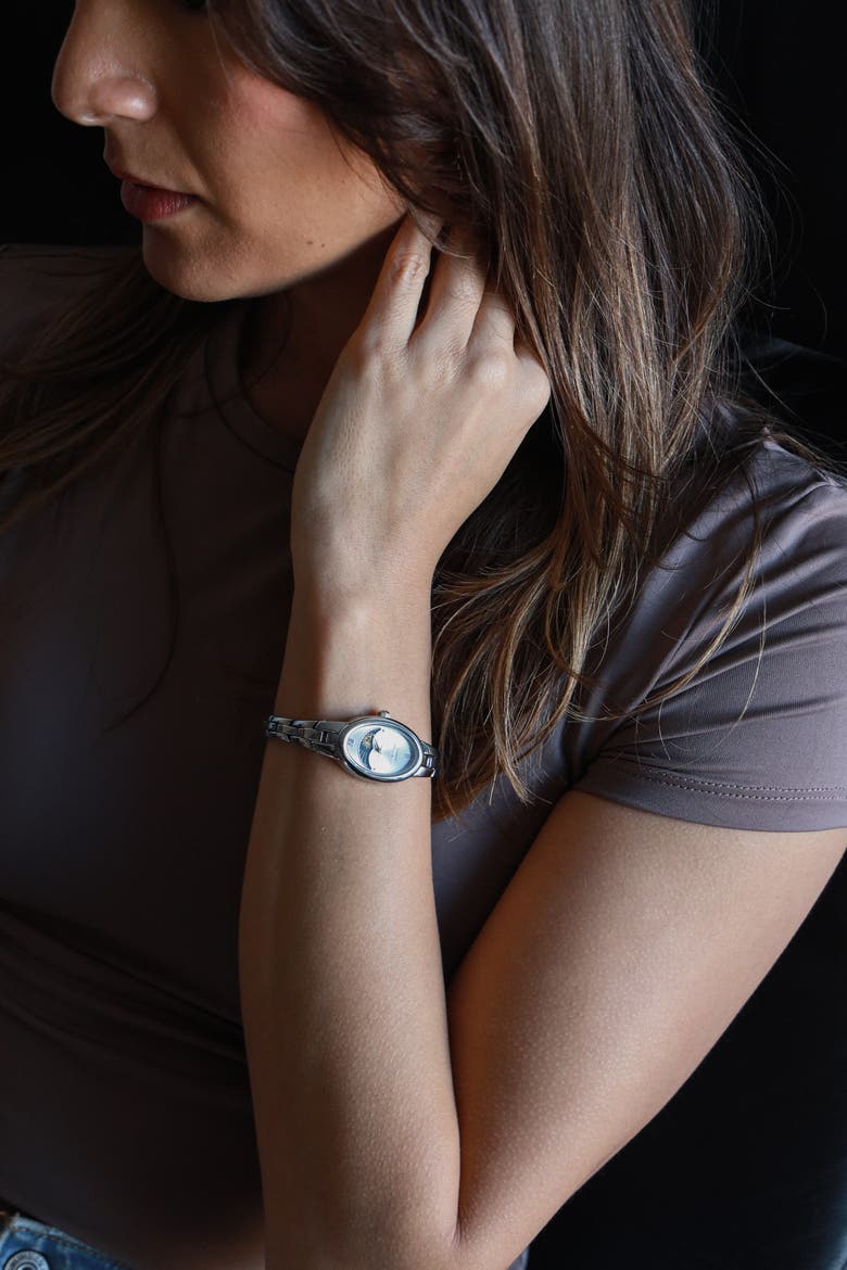 Sun Moon Oval Link Bracelet Watch- 30x25MM, Alternate, color, Silver