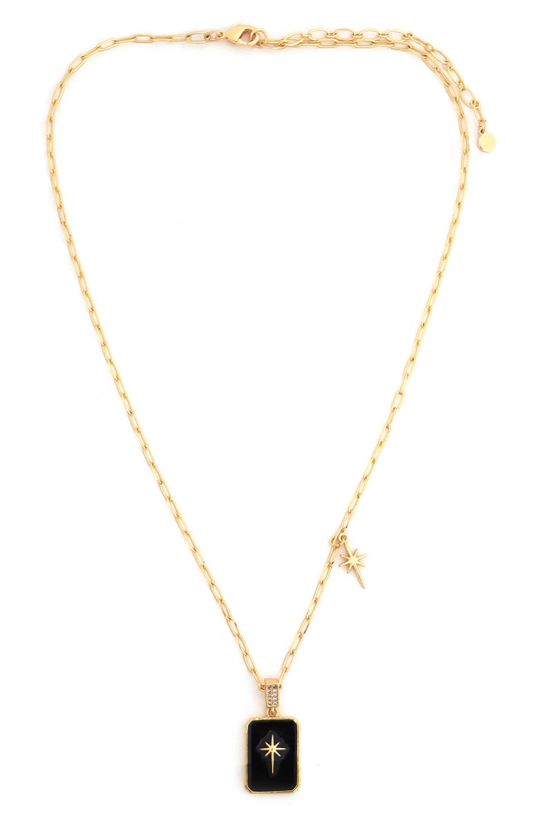 Panacea Rectangular Pendant Necklace, Main, color, Black