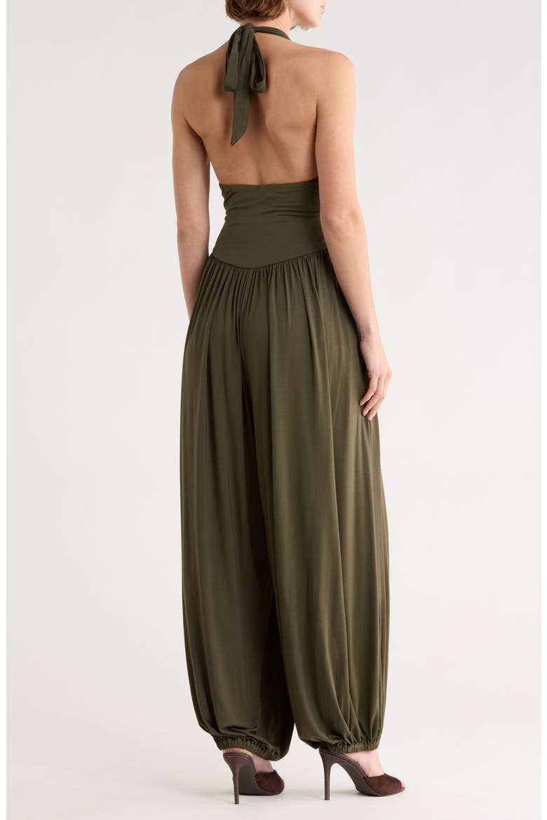 Halter Cowl Neck Jumpsuit, Alternate, color, OLIVE