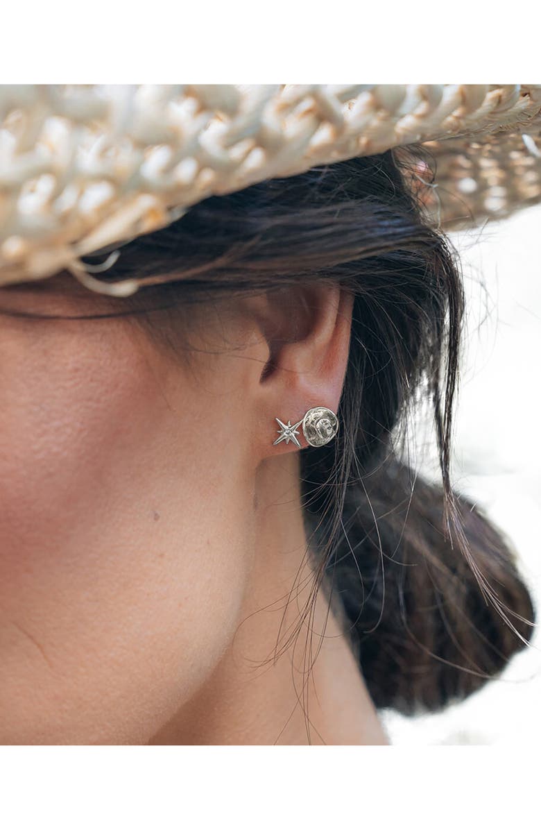 Sterling Forever Space Cowgirl Mismatched Stud Earrings, Alternate, color, Silver