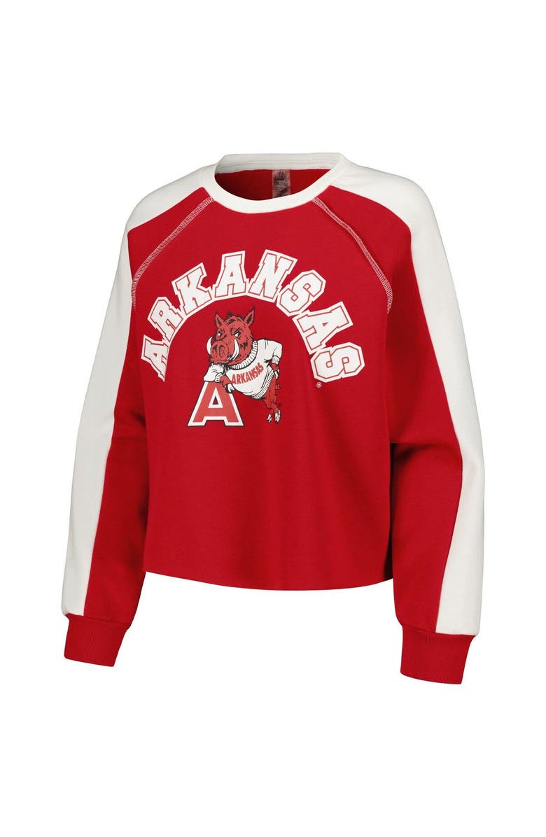 GAMEDAY COUTURE Women's Gameday Couture Cardinal Arkansas Razorbacks Blindside Raglan Cropped Pullover Sweatshirt, Alternate, color,