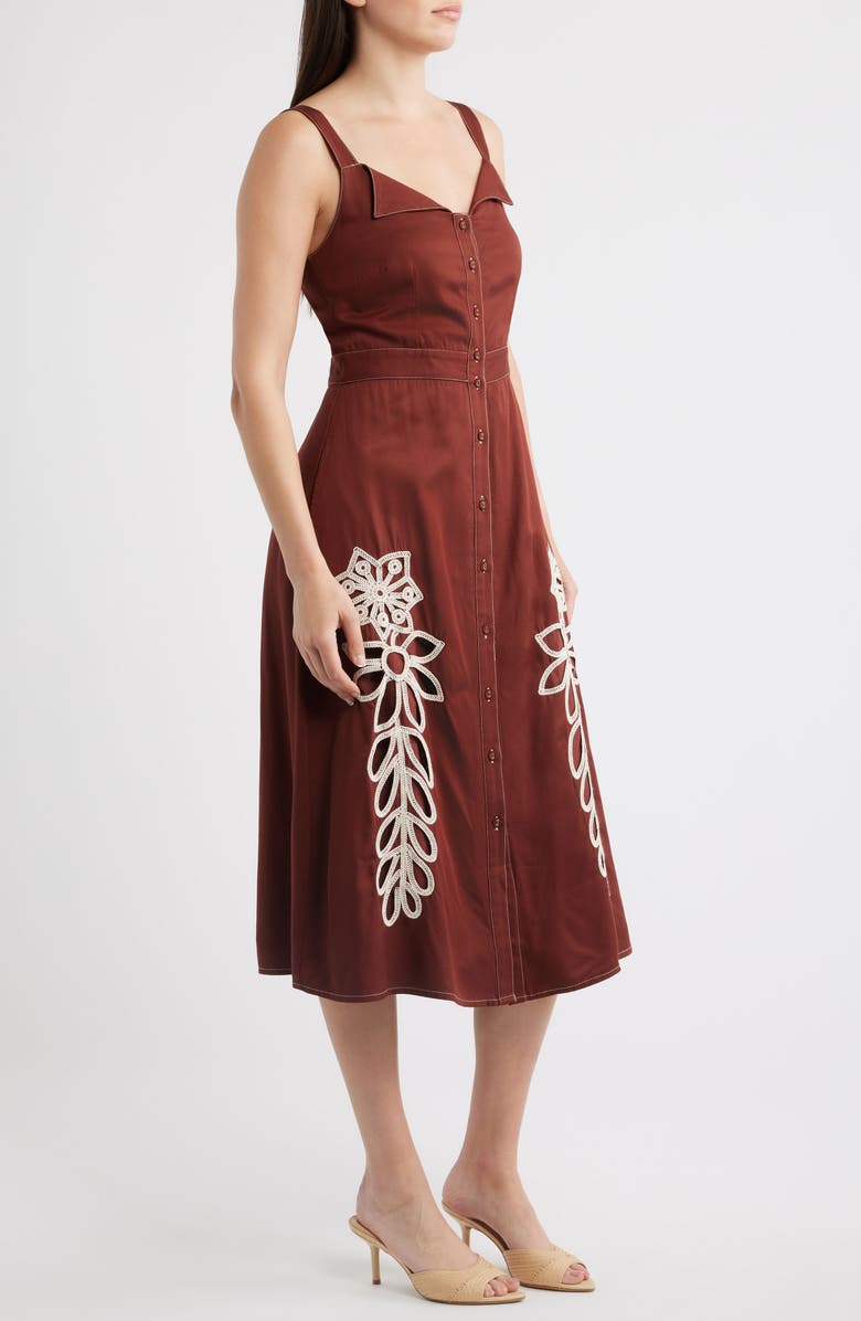 CIEBON Joy Embroidered A-Line Dress, Alternate, color, Brown