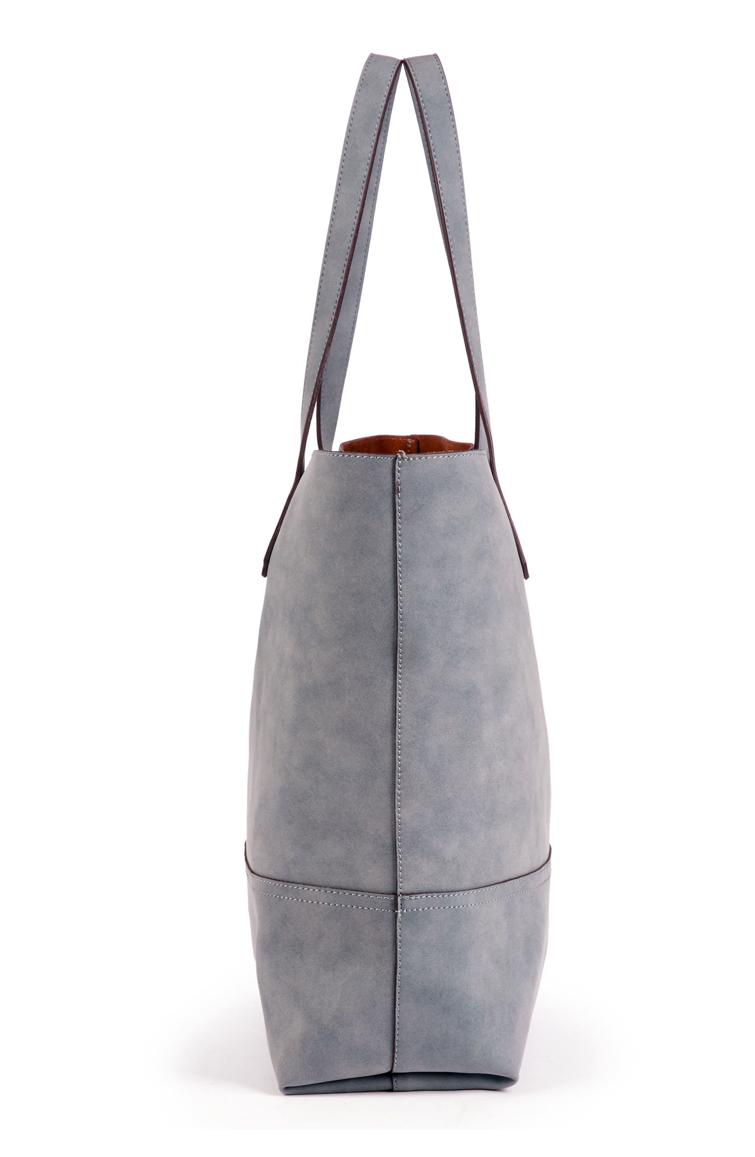 Dawson Oversize Faux Leather Shopper, Alternate, color, CHAMBRAY