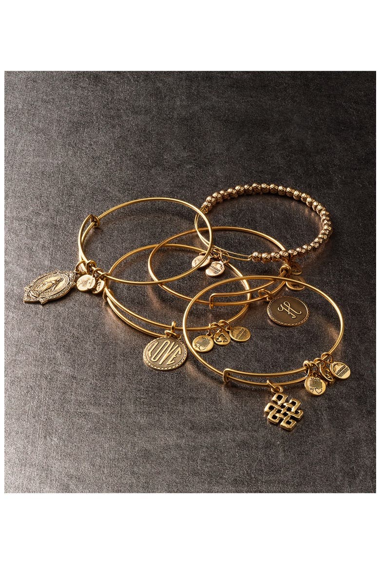 Script Initial Expandable Wire Bangle, Alternate, color, A