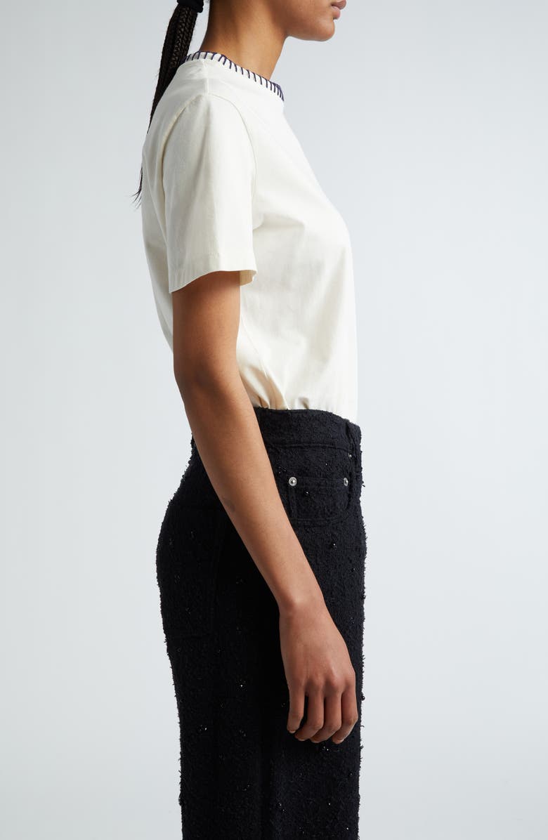 Golden Goose Whipstitch Logo Embroidered Cotton Blend T-Shirt, Alternate, color, Heritage White/ Blue/ Red