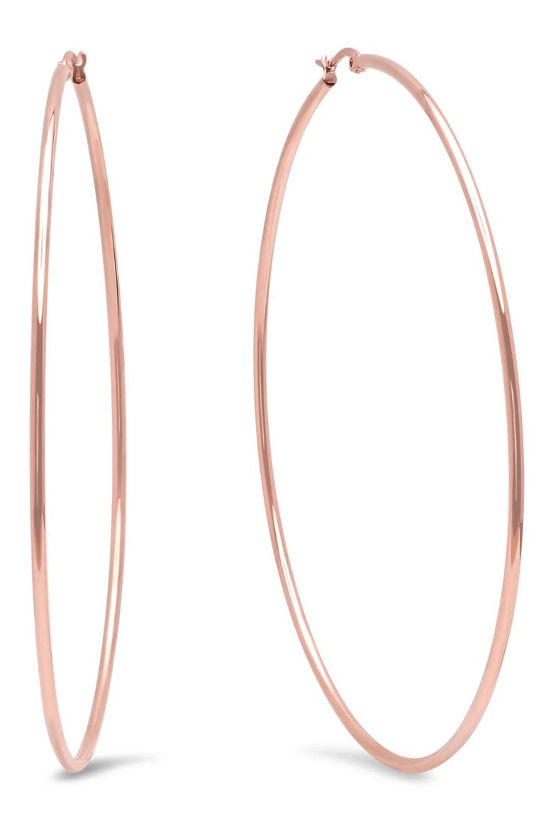 18k-Rose Gold Plated Hoop Earrings, Main, color, ROSE GOLD