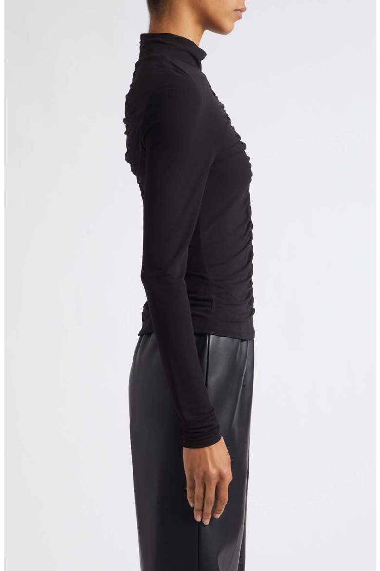 Angela Ruched Mock Neck Top, Alternate, color, JET