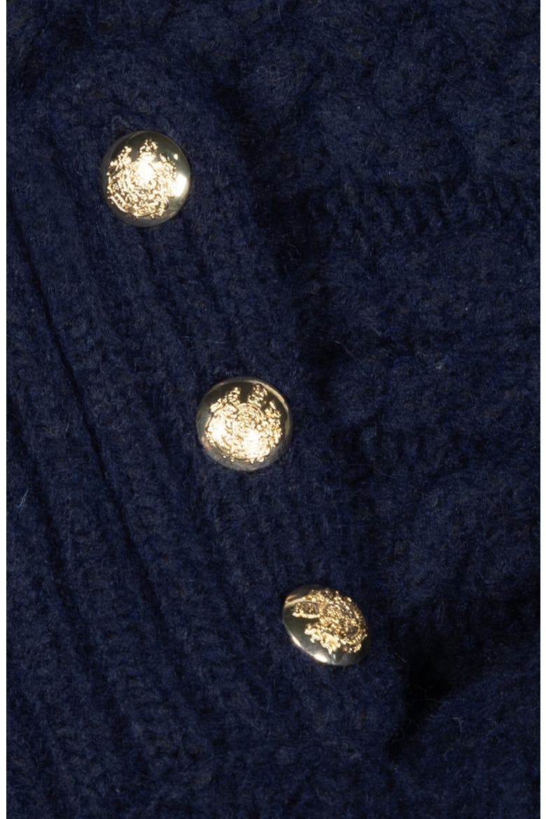 Button Neck Cable Knit Poncho, Alternate, color, NAVY