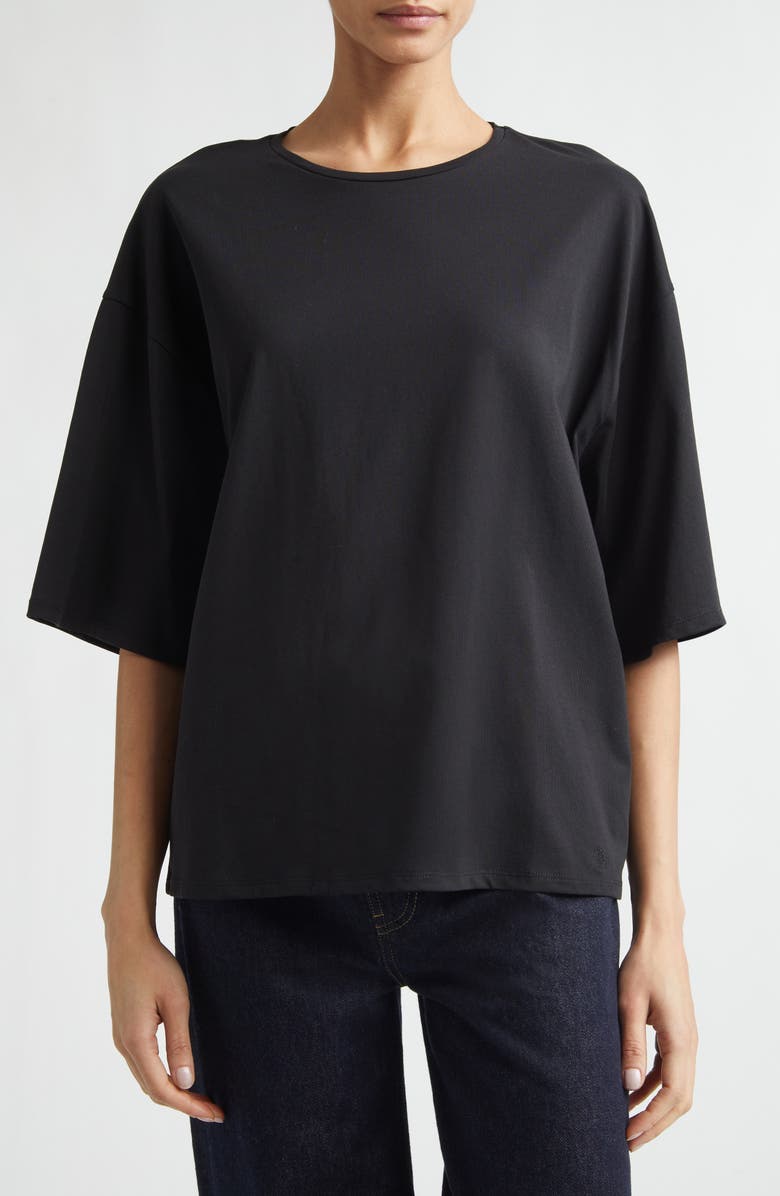 LOULOU DE SAISON Osis Oversize Boxy Cotton T-Shirt, Main, color, Black