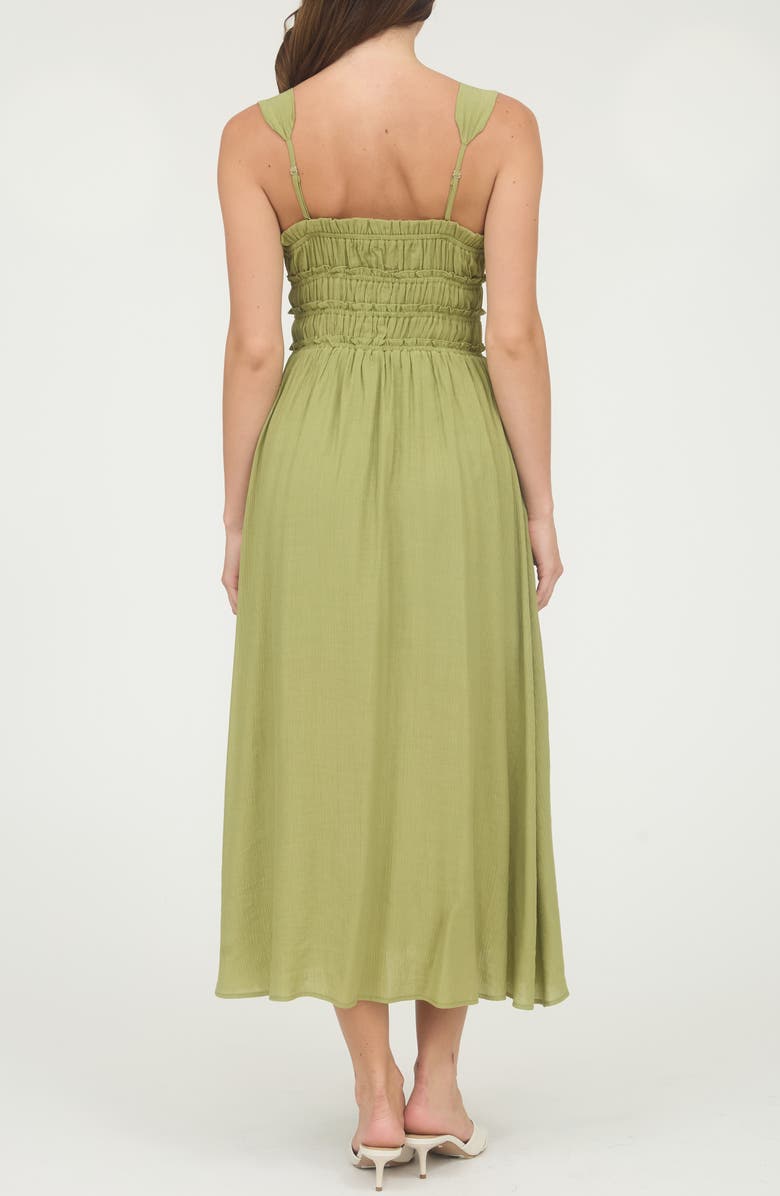 Blu Pepper Bow Embellished Fit & Flare Midi Dress, Alternate, color, Olive Green