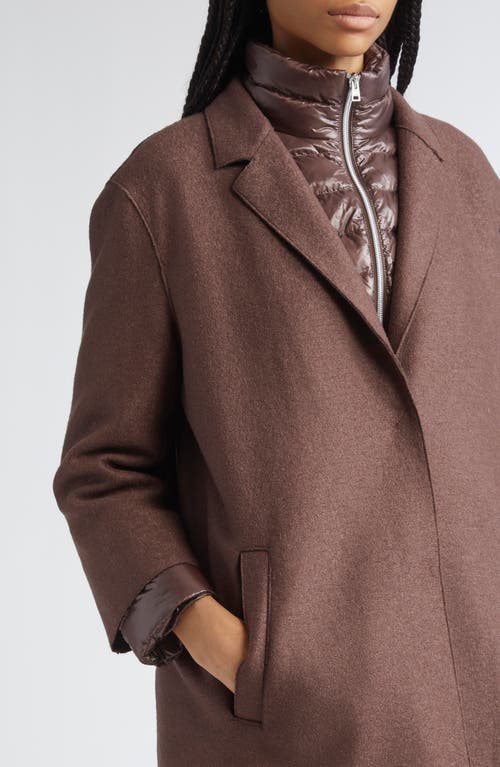 Herno Layered Mixed Media Down Jacket In Brown