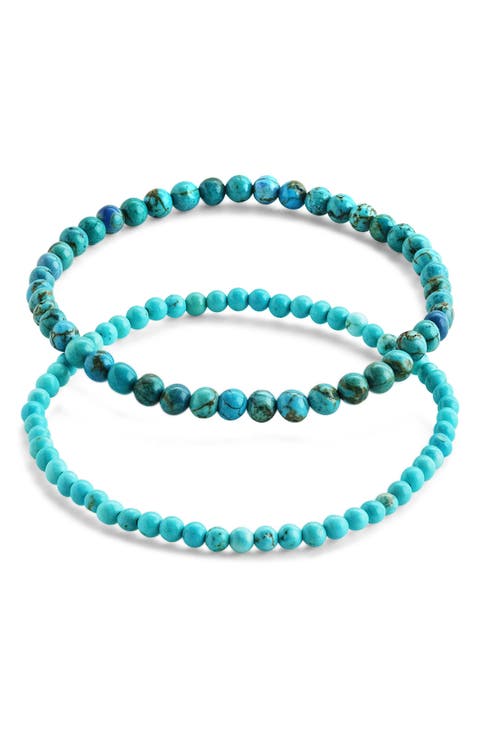 Stone 2-Pack Beaded Stretch Bracelets
