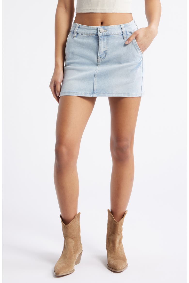 Elle Easy Stretch Denim Miniskirt, Main, color, FADED BLUE