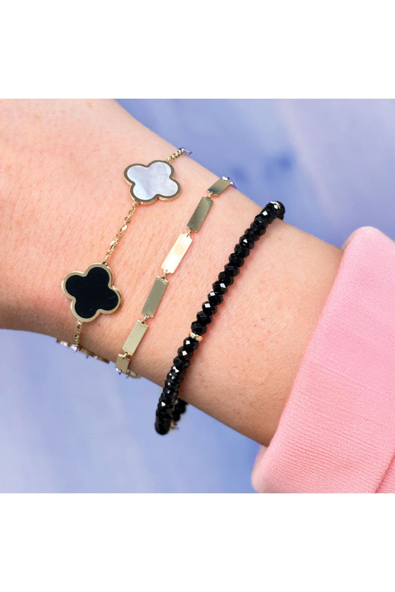 Large Mother of Pearl and Onyx Mixed Clover Bracelet, Alternate, color, Mother of Pearl and Onyx
