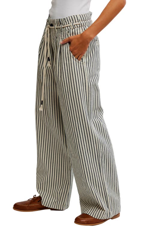 Shop Free People Dakota Stripe Wide Leg Pants In Washed Railroad