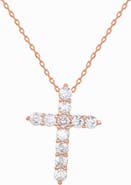 SUZY LEVIAN Rose Gold Plated Sterling Silver Cubic Zirconia Cross Pendant Necklace