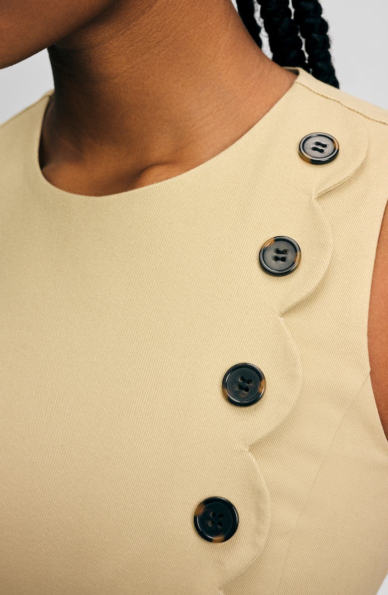 Isaac Mizrahi New York Button Detail Scallop Sheath Dress, Alternate, color, 