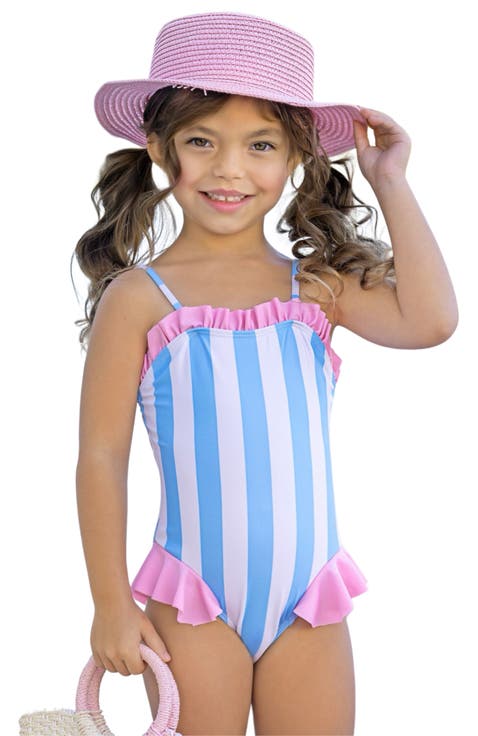 Seaside Stripes Ruffle One-Piece Swimsuit (Toddler, Little Kid 
Big Kid)