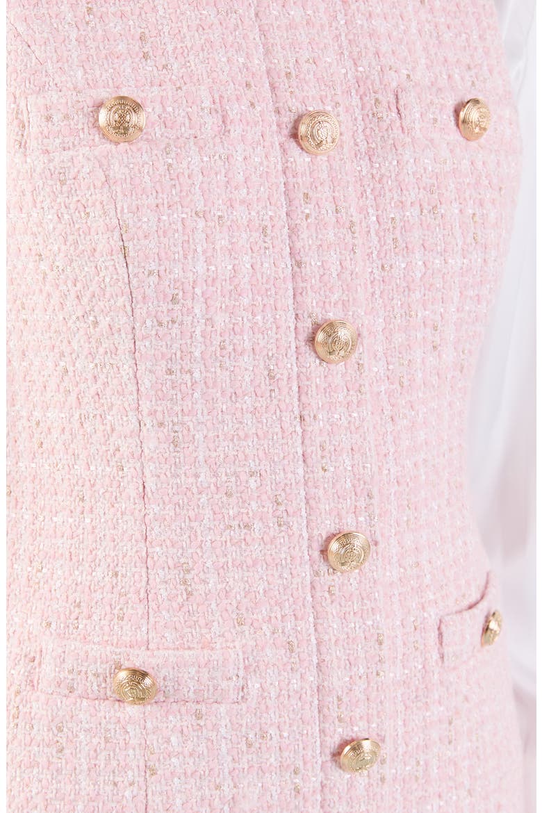 Sleeveless Metallic Tweed Minidress, Alternate, color, PINK