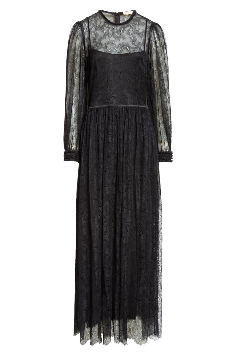 Josephine Lace Maxi Dress, Alternate, color, NOIR