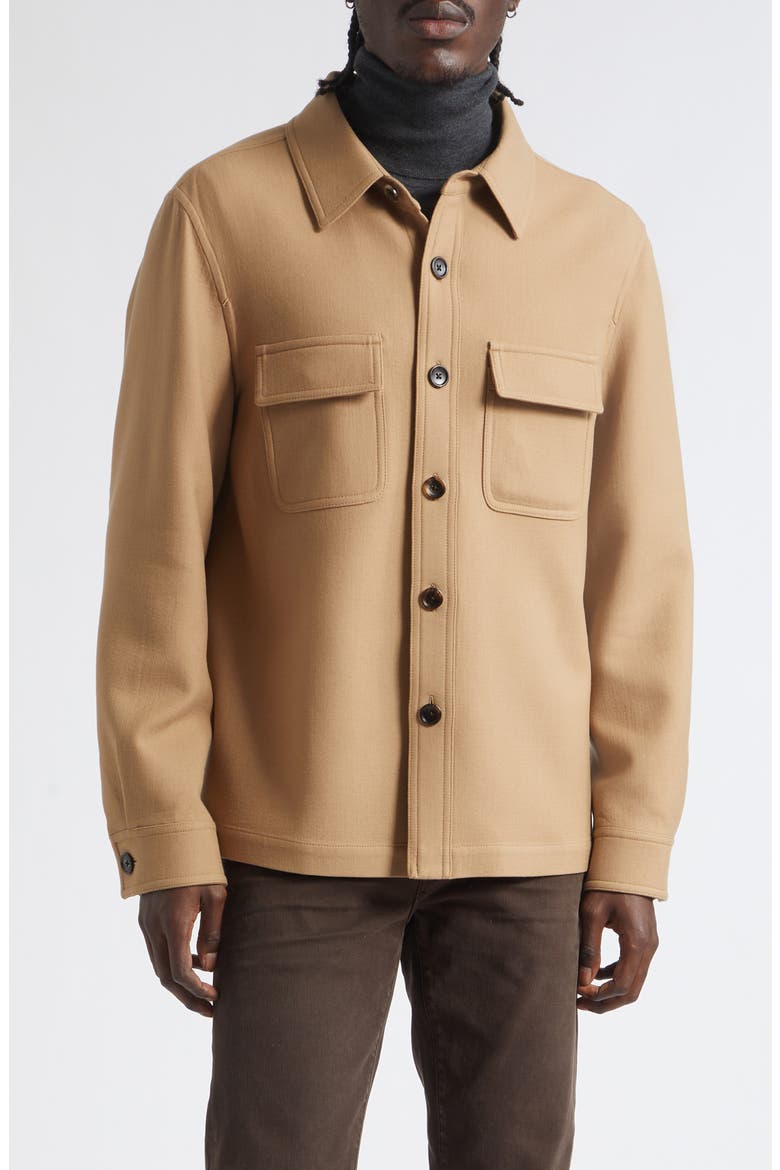 Double Splittable Virgin Wool & Silk Overshirt, Main, color, EAS GOLDEN BROWN