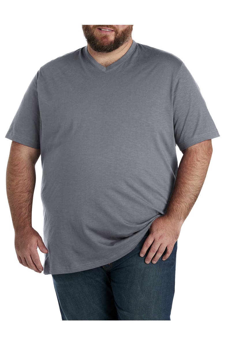 Harbor Bay by DXL Big & Tall Slub Knit V-Neck T-Shirt, Main, color, Castlerock