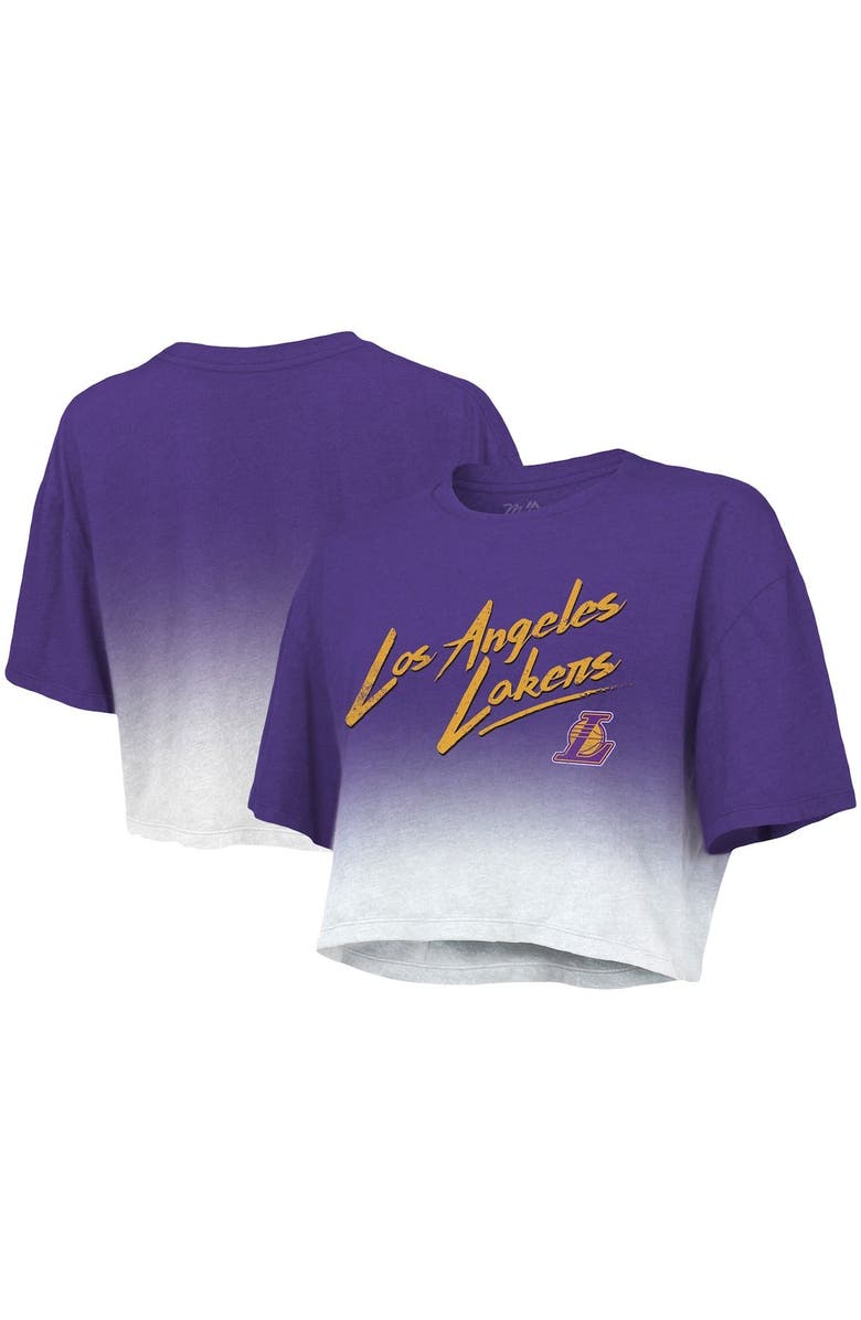 Majestic Threads Women's Majestic Threads Purple/White Los Angeles Lakers Dirty Dribble Tri-Blend Cropped T-Shirt, Main, color, Purple