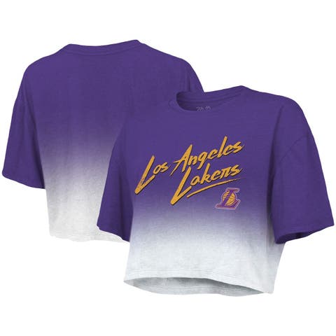 Women's Majestic Threads Purple/White Los Angeles Lakers Dirty Dribble Tri-Blend Cropped T-Shirt