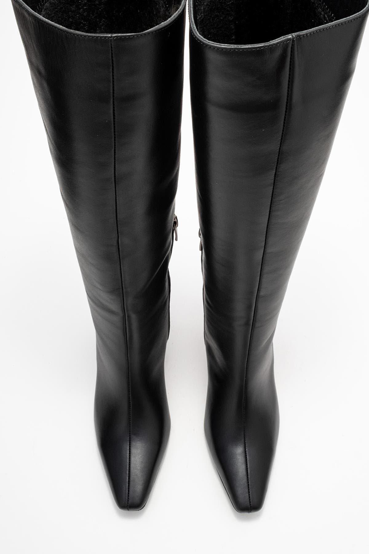 Forever & Always Shoes Velencia Leather Knee High Boot, Alternate, color, Black Leather