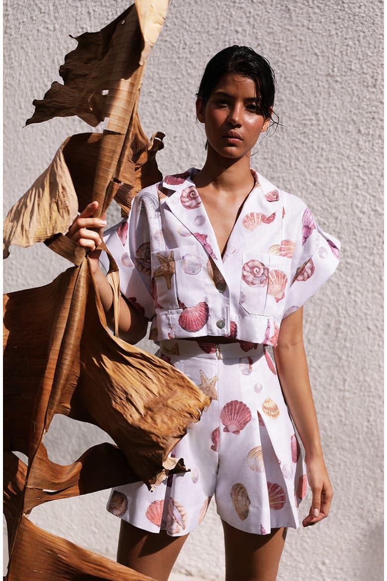 Guayaba Crop Top, Alternate, color, CONCHITAS IN WHITE PRINT