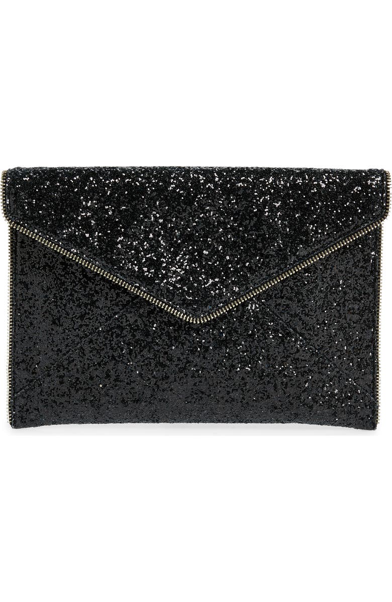 Rebecca Minkoff Leo Glitter Envelope Clutch, Main, color,