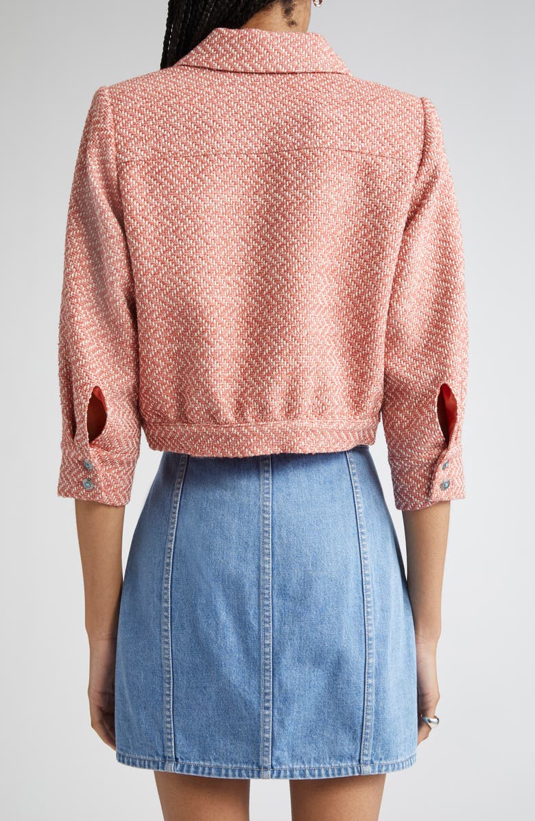 L'AGENCE Jia Tweed Crop Jacket, Alternate, color, Burnt Coral/ Ivory